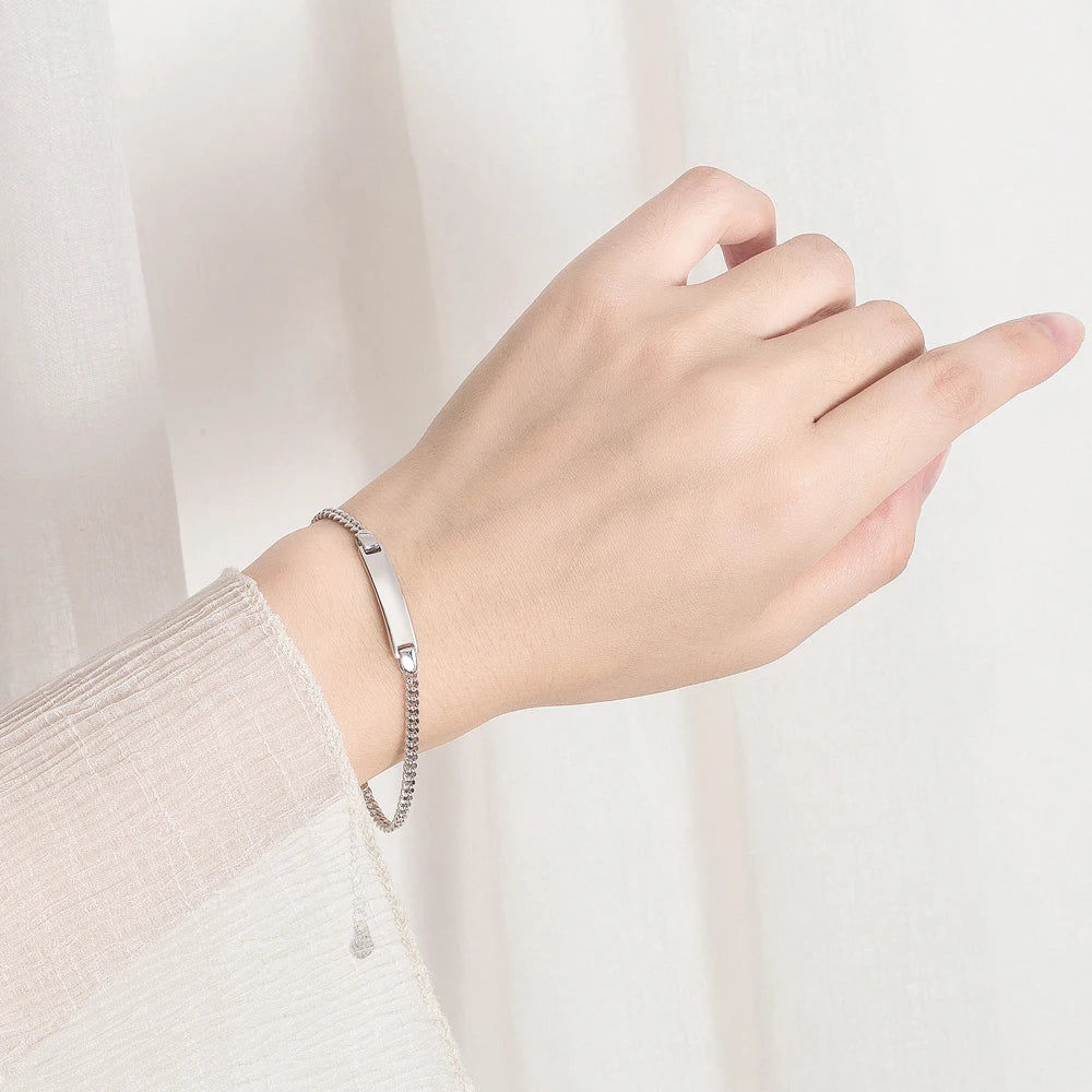 Fashion 100% 925 Sterling Silver Baby Children Bracelet Men & Woman Couples Classic Cuban Chain Bangle Boy Jewelry Gift