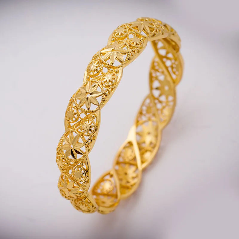 Baby Bangles Gold Color Arab Flower  Bangle for 4-9 years Baby Kids Children Middle Eastern Gifts Baby Bracelet Jewelry Gift