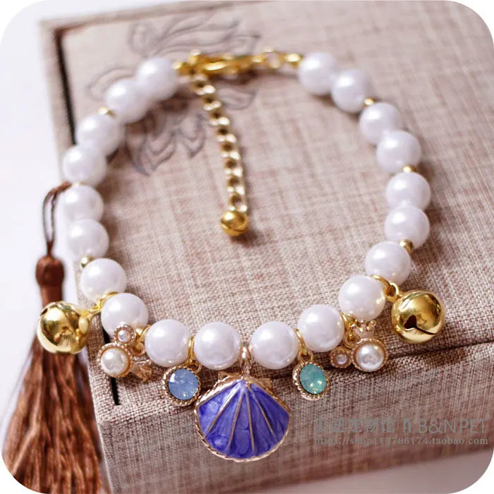 Princess Pearl Pet Necklace Accessories For Puppies Dogs Cats Small Animals Wedding Jewelry Small Puppy Products For Yorkshire