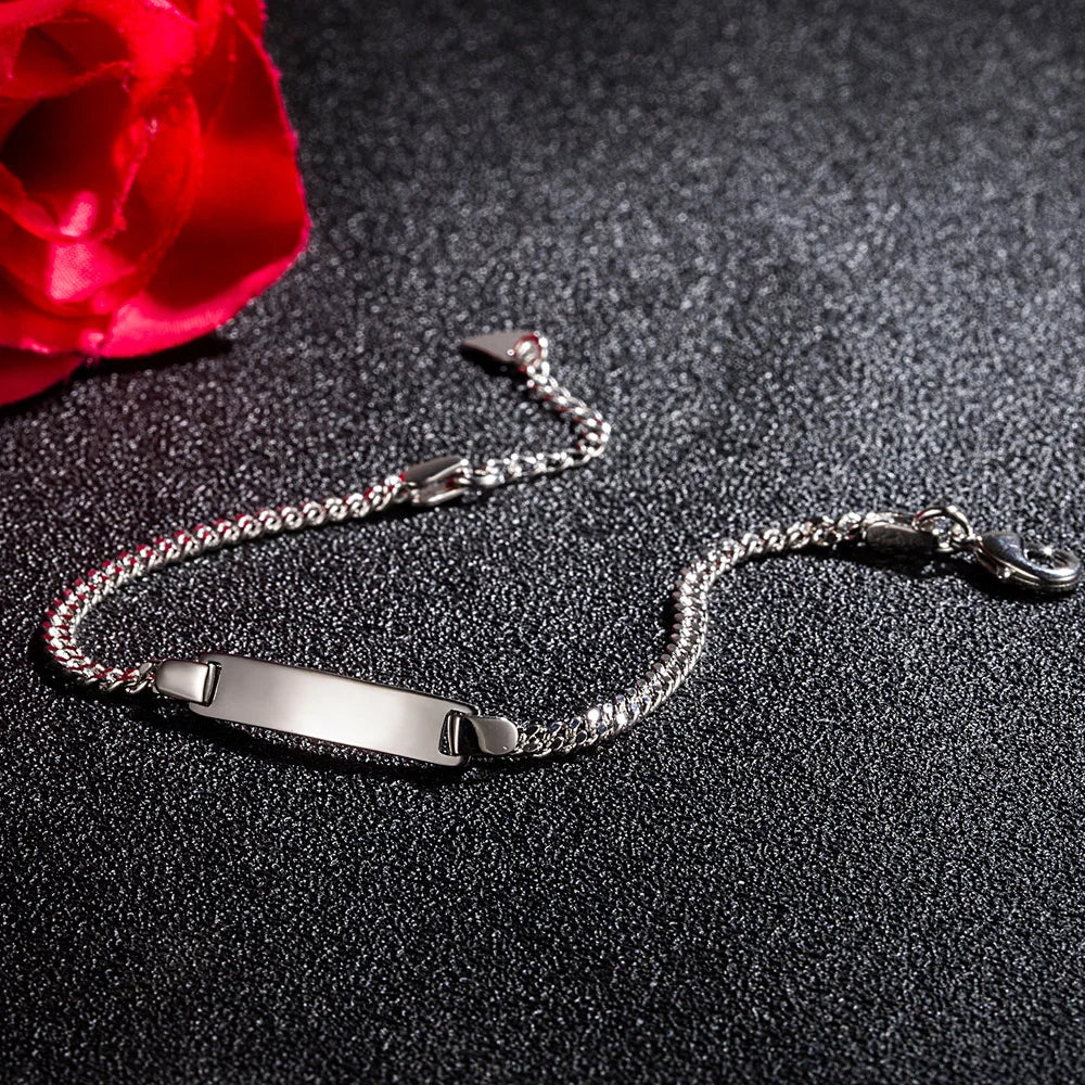 Fashion 100% 925 Sterling Silver Baby Children Bracelet Men & Woman Couples Classic Cuban Chain Bangle Boy Jewelry Gift