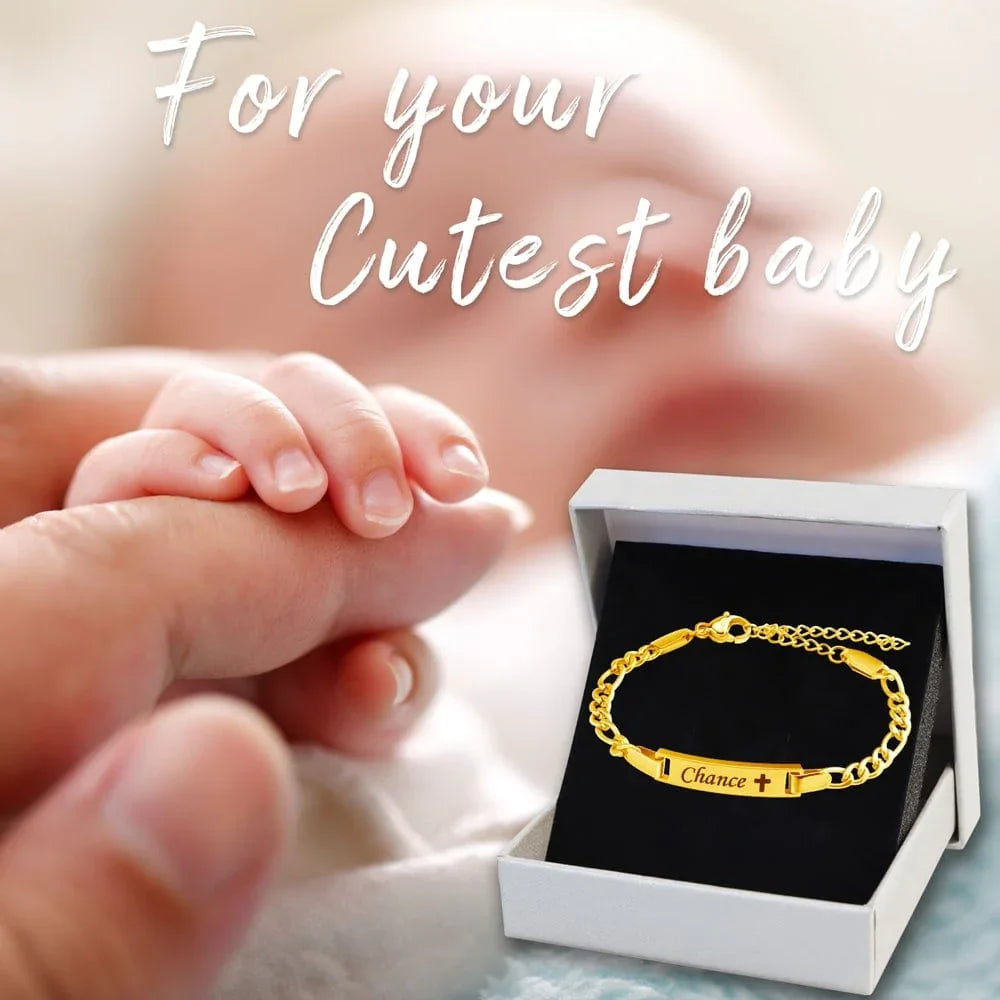 Personalized Baby Bracelet with Birthstone Engrave ID Customzied Name Cuban Adjustable Chain Newborn Child Birthday Jewelry Gift