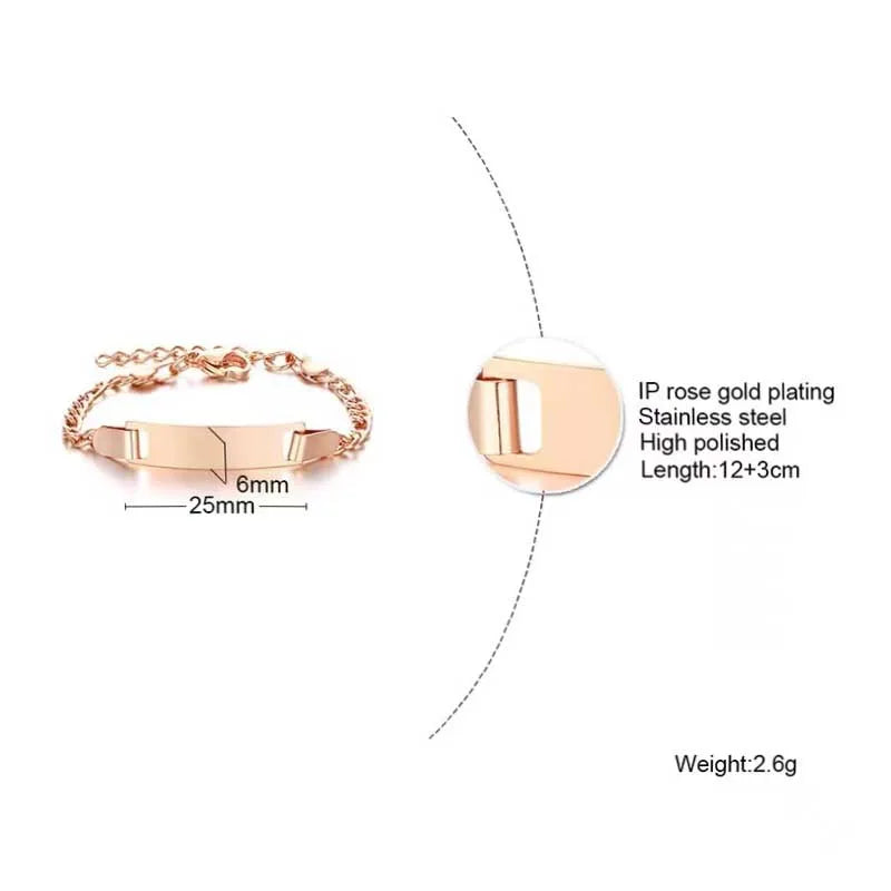 Personalize Baby Name Bracelet Infant Bangle  Jewelry Customized Engravable ID Name Stainless Steel Chain Birthday Gift