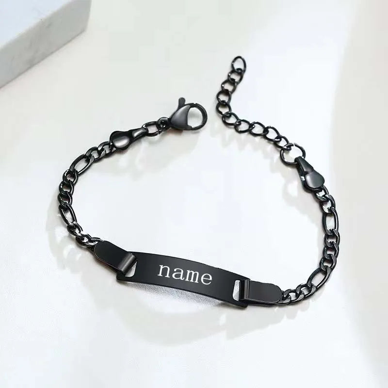 Personalize Baby Name Bracelet Infant Bangle  Jewelry Customized Engravable ID Name Stainless Steel Chain Birthday Gift