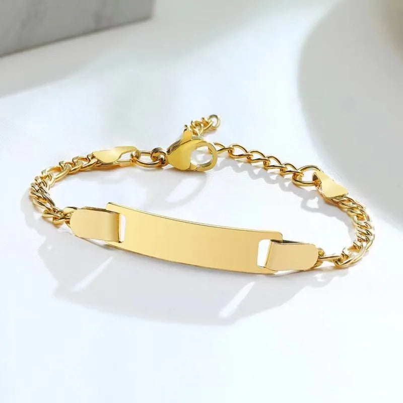 Personalize Baby Name Bracelet Infant Bangle  Jewelry Customized Engravable ID Name Stainless Steel Chain Birthday Gift