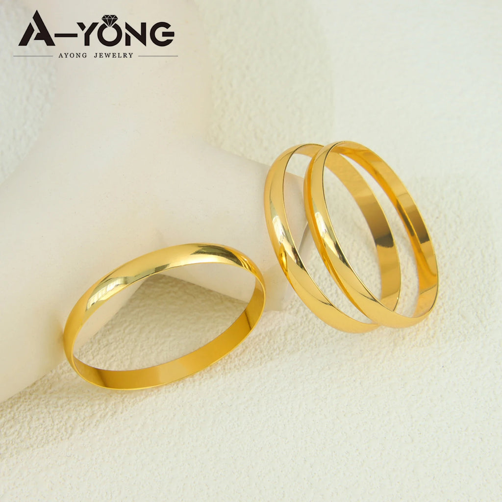 Dubai Fashion Kid's Bangles 21k Gold Plated Turkish Simple Baby Twist Bracelet Arabic Muslim Children Daily Party Jewelry