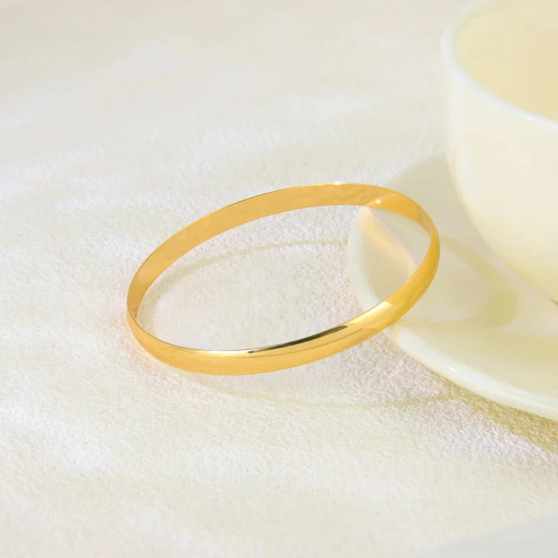 Dubai Fashion Kid's Bangles 21k Gold Plated Turkish Simple Baby Twist Bracelet Arabic Muslim Children Daily Party Jewelry