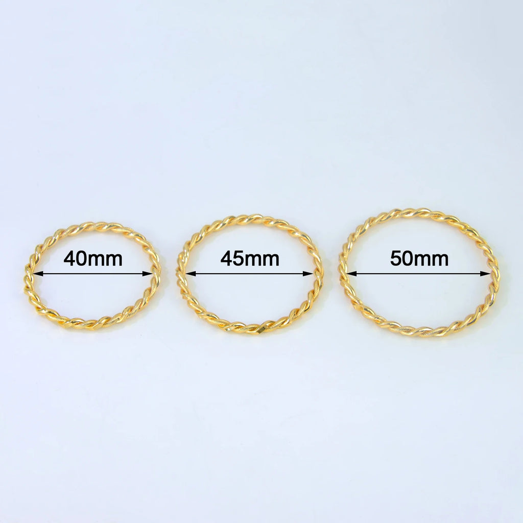 Dubai Fashion Kid's Bangles 21k Gold Plated Turkish Simple Baby Twist Bracelet Arabic Muslim Children Daily Party Jewelry