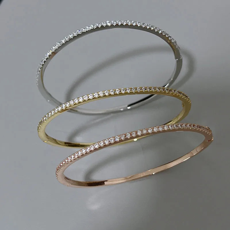 Top Quality Fashion Lovely Bangle Pure Sterling 925 Silver Jewelry For Women Design Bangle Cute Diamond Party Gift Jewelry Size6