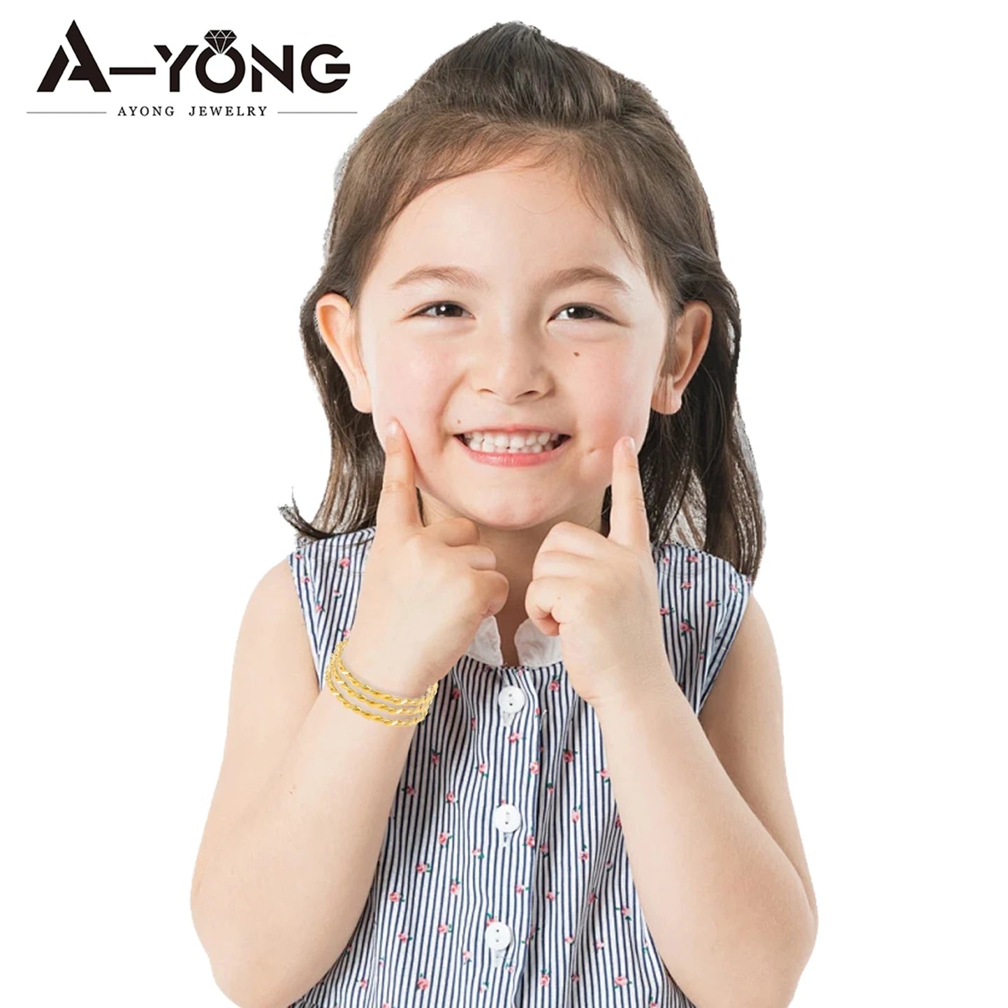 Dubai Fashion Kid's Bangles 21k Gold Plated Turkish Simple Baby Twist Bracelet Arabic Muslim Children Daily Party Jewelry