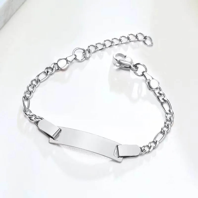 Personalize Baby Name Bracelet Infant Bangle  Jewelry Customized Engravable ID Name Stainless Steel Chain Birthday Gift