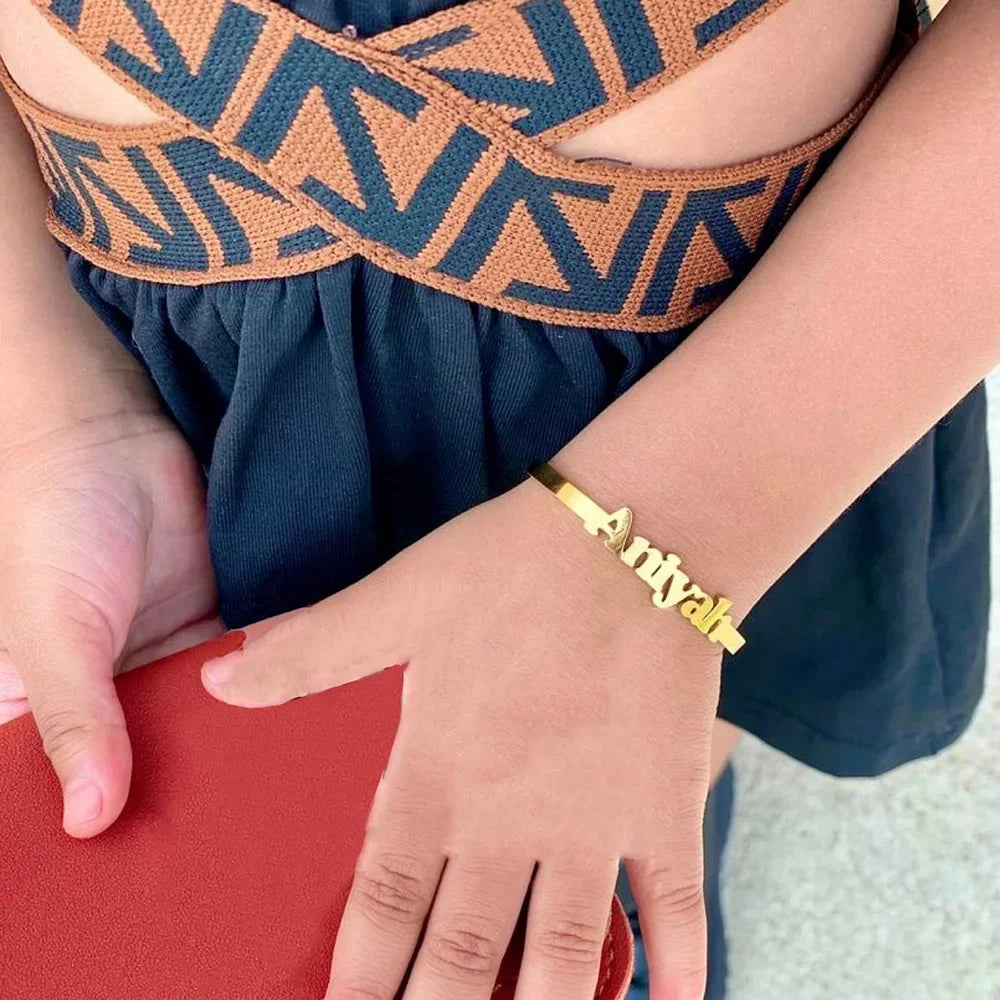 Baby Name Bracelet Personalized Name Bracelet Gold Stainless Steel Bracelet Customized Children's Birth Jewelry