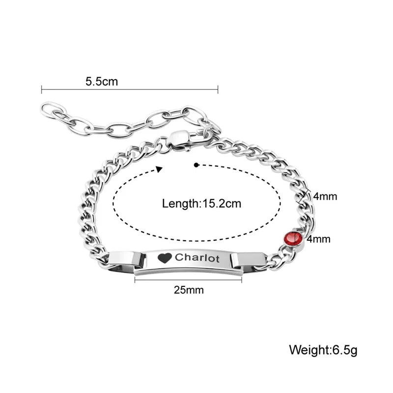 Custom Baby Birthstone Name Bracelets for Boys Girls 18K Gold Plated Personalized Bracelet Engraved Name Baby Birthday Gifts