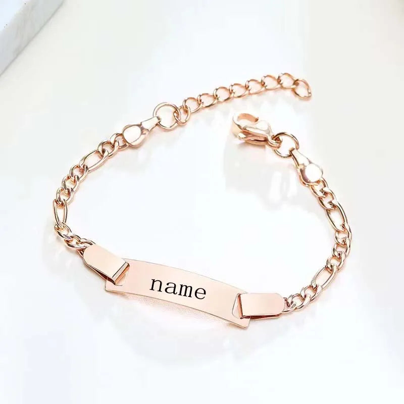 Personalize Baby Name Bracelet Infant Bangle  Jewelry Customized Engravable ID Name Stainless Steel Chain Birthday Gift