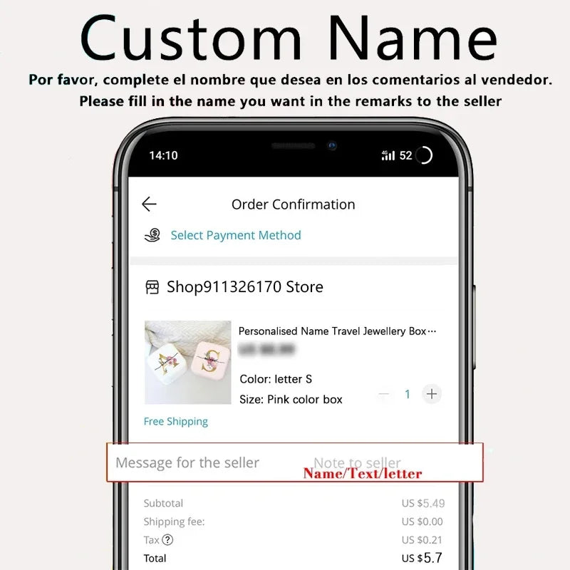 Personalised Name Travel Jewellery Box Girls Jewelry Organizer Personalized Custom Name Girls Gift Idea for Christmas & New Year