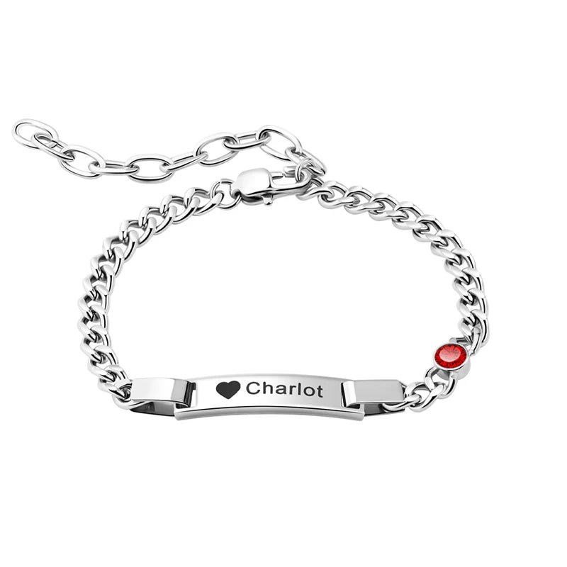 Custom Baby Birthstone Name Bracelets for Boys Girls 18K Gold Plated Personalized Bracelet Engraved Name Baby Birthday Gifts