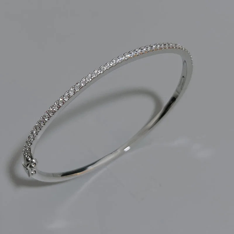 Top Quality Fashion Lovely Bangle Pure Sterling 925 Silver Jewelry For Women Design Bangle Cute Diamond Party Gift Jewelry Size6