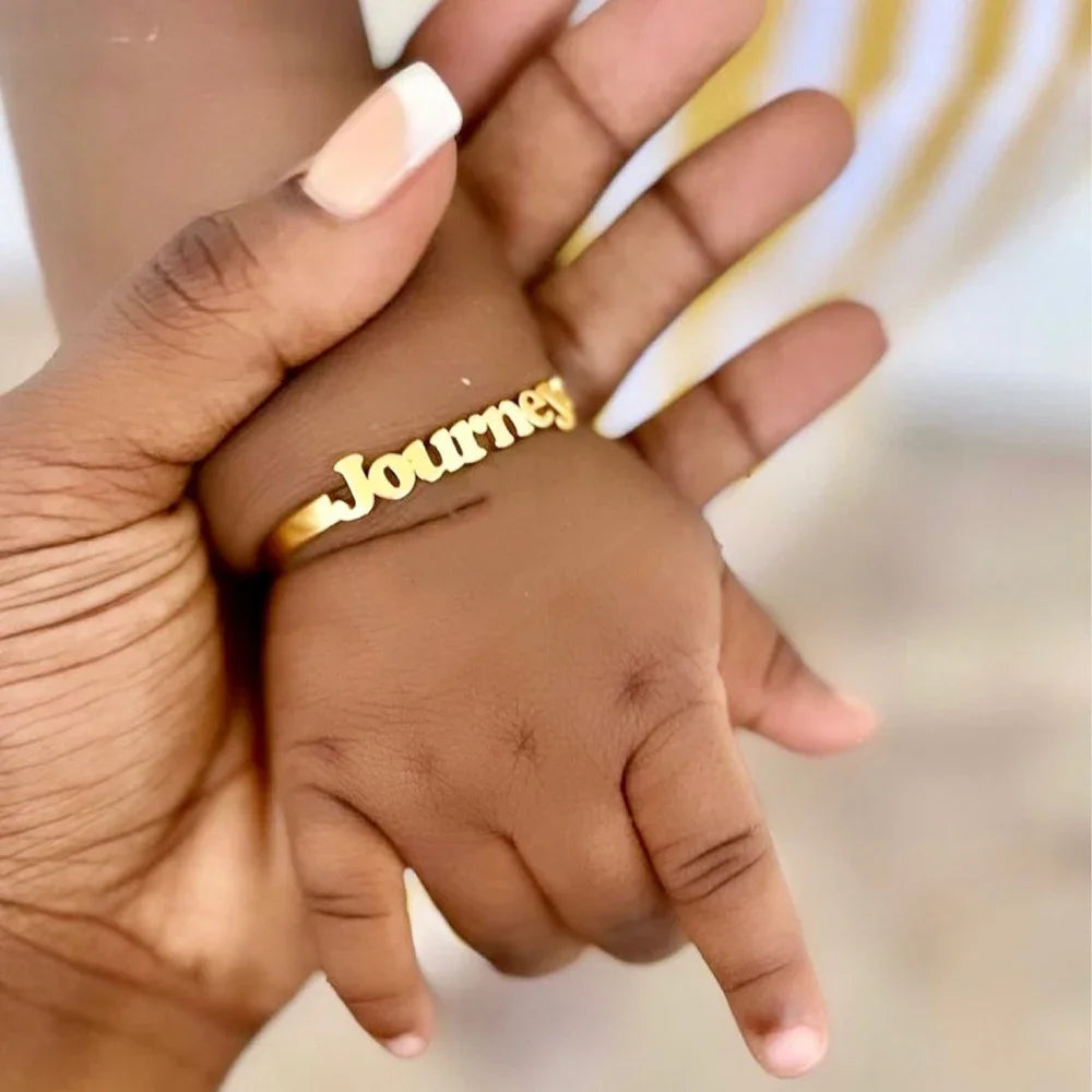 Baby Name Bracelet Personalized Name Bracelet Gold Stainless Steel Bracelet Customized Children's Birth Jewelry