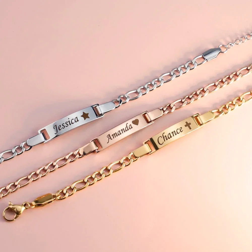 Personalized Baby Bracelet with Birthstone Engrave ID Customzied Name Cuban Adjustable Chain Newborn Child Birthday Jewelry Gift